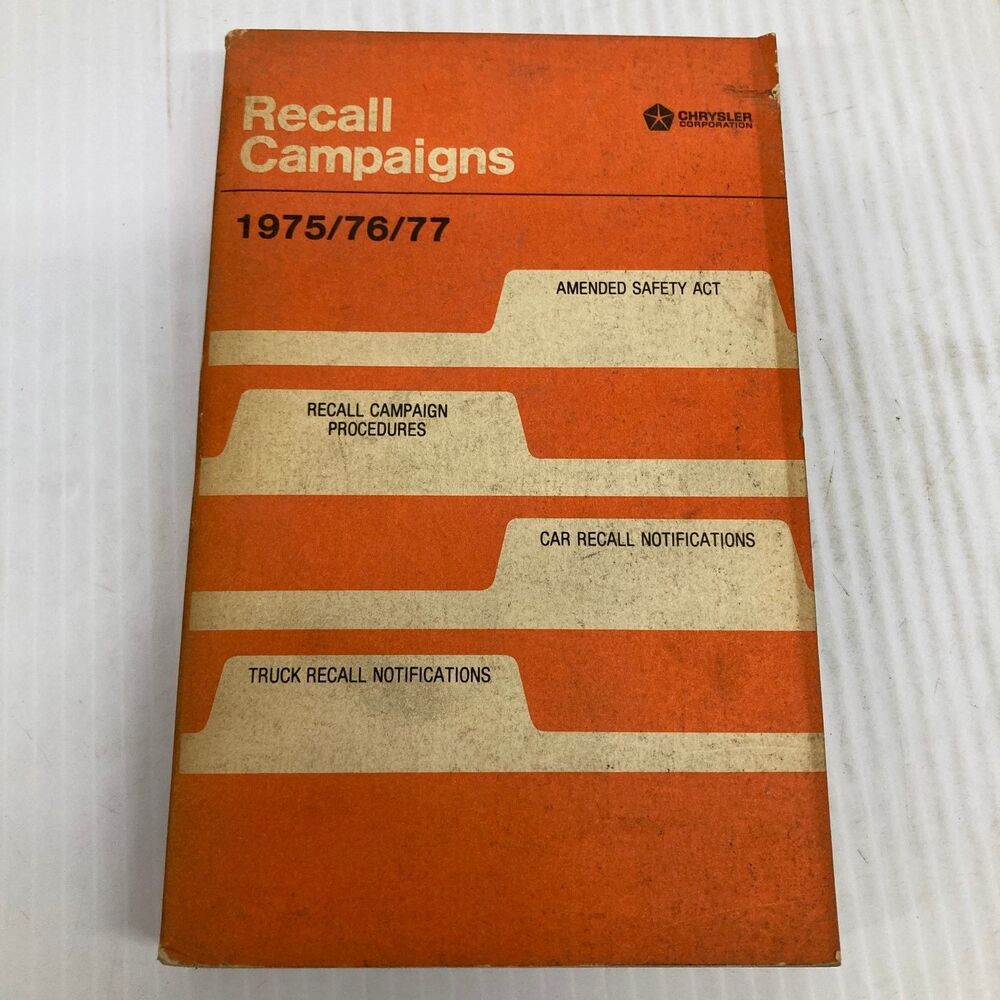 Chrysler Recall Campaigns Data Book 1975-77